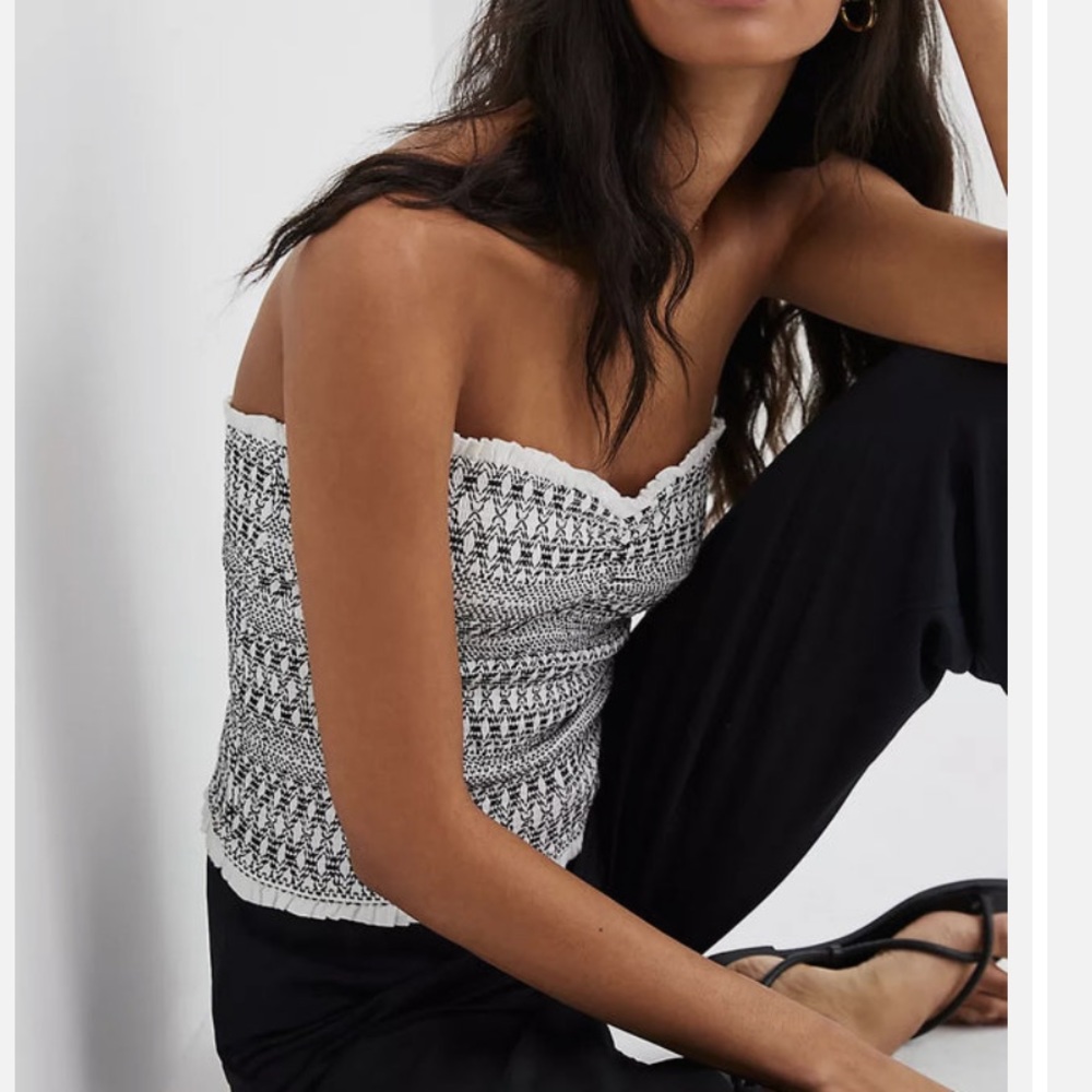 Anthropologie Smocked Sweetheart Tube Top